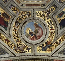 Gewölbe des Presbyteriums mit Lukas dem Evangelisten, Santa Maria del Popolo, Rom, ca. 1484-92